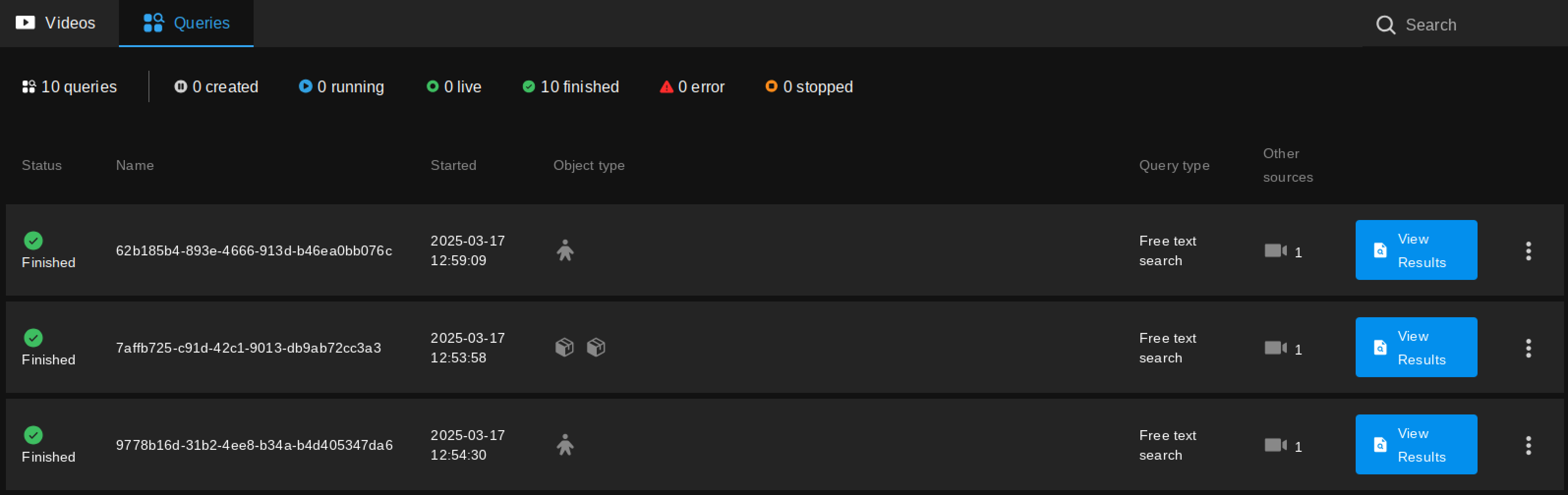 Queries list